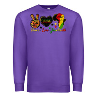 Purple peace love juneteenth raised fist Premium Sweatshirt - HRA Design Shop
