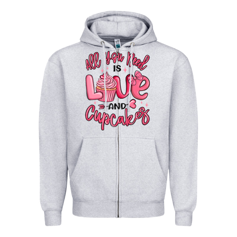 All You Need Is Love And Cupcakes Valentines Day Zipper Hoodie by MaliasSmallBusiness | Teevron