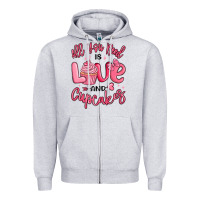 Heather Grey all you need is love and cupcakes valentines day Zipper Hoodie - MaliasSmallBusiness