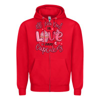 Red all you need is love and cupcakes valentines day Zipper Hoodie - MaliasSmallBusiness