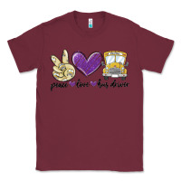 Burgundy peace love bus driver Classic Tee - MaliasSmallBusiness