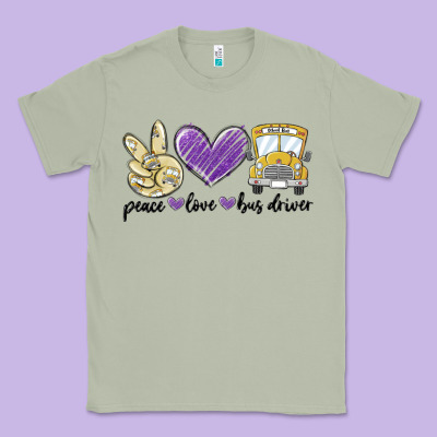 Classic Tee peace love bus driver