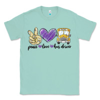 Seafoam peace love bus driver Classic Tee - MaliasSmallBusiness