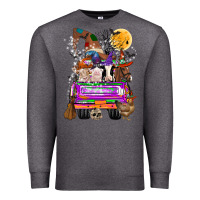 Charcoal Heather Hallloween Farm animals Truck Premium Sweatshirt - CowhideDigitalArt