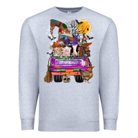 Heather Grey Hallloween Farm animals Truck Premium Sweatshirt - CowhideDigitalArt