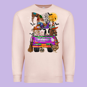 Hallloween Farm Animals Truck Premium Sweatshirt Designed By Cowhidedigitalart