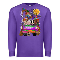 Purple Hallloween Farm animals Truck Premium Sweatshirt - CowhideDigitalArt