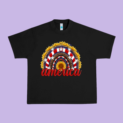 America Sunflower Rainbow Urban Heavy Tee Designed By Artiststas