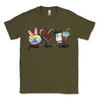 Army Green peace love coffee Classic Tee - MaliasSmallBusiness