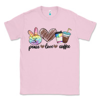 Bubblegum Pink peace love coffee Classic Tee - MaliasSmallBusiness
