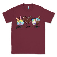 Burgundy peace love coffee Classic Tee - MaliasSmallBusiness