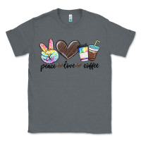 Charcoal Heather peace love coffee Classic Tee - MaliasSmallBusiness
