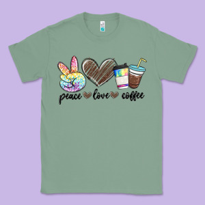 Peace Love Coffee Classic Tee Designed By Maliassmallbusiness
