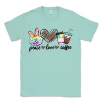 Seafoam peace love coffee Classic Tee - MaliasSmallBusiness