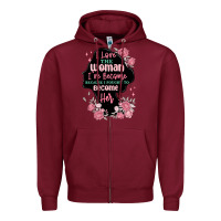 Burgundy i love the woman ive become Zipper Hoodie - MaliasSmallBusiness
