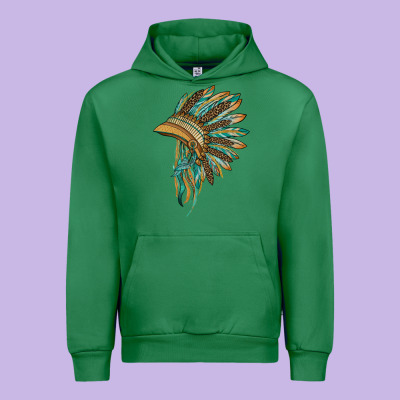 Indian Leopard Headdress Blue Urban Hoodie Designed By Barkaloodesign