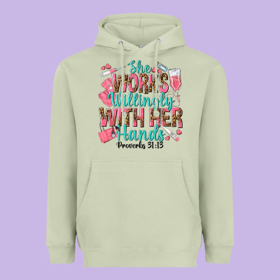 She Works Willingly With Her Hands Heavyweight Hoodie Designed By Texasbilliewilder
