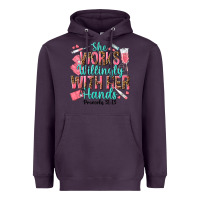 Plum she works willingly with her hands Heavyweight Hoodie - texasbilliewilder