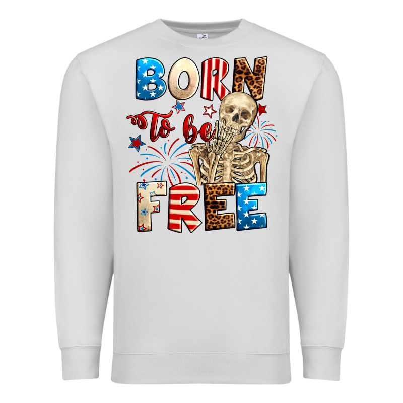 Born To Be Free With Skeleton 4th Of July Premium Sweatshirt by Neo Western | Teevron