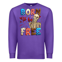 Purple Born to be free with skeleton 4th of july Premium Sweatshirt - Neo Western