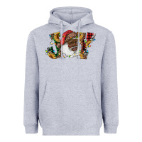 Heather Grey african american santa joy with sunflowers Heavyweight Hoodie - RanaPortraitStore