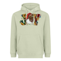 Matcha african american santa joy with sunflowers Heavyweight Hoodie - RanaPortraitStore