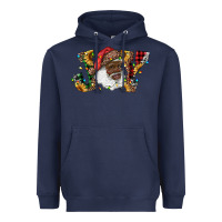 Navy african american santa joy with sunflowers Heavyweight Hoodie - RanaPortraitStore
