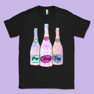 Pop Clink Fizz Champagne Bubbly Classic Tee Designed By Maliassmallbusiness