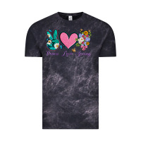 Cloud Black peace love springwith flowers and butterfly Vintage Tee - Artiststas