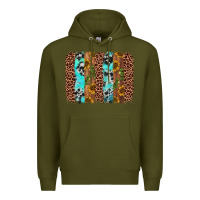Army Green sunflower cactus leopard brushstroke Premium Hoodie - AdoDesignShop