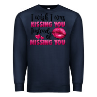 Navy i wish i was kissing you instead of missing you Premium Sweatshirt - FaDigitalArtStudio