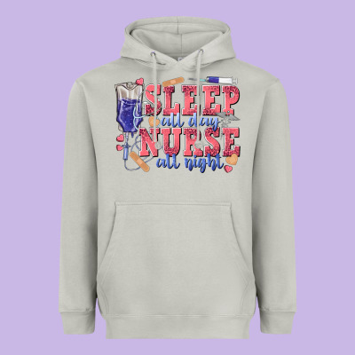 Sleep All Day Nurse All Night Heavyweight Hoodie Designed By Texasbilliewilder