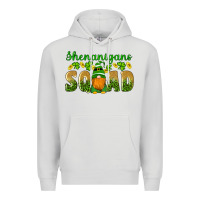 Dove Grey shenanigans squad gnomes shamrock gold leopard glitter Premium Hoodie - Artiststas