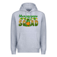 Heather Grey shenanigans squad gnomes shamrock gold leopard glitter Premium Hoodie - Artiststas