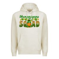 Oatmeal Heather shenanigans squad gnomes shamrock gold leopard glitter Premium Hoodie - Artiststas