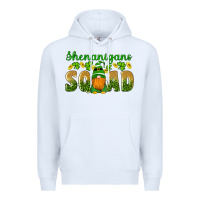 White shenanigans squad gnomes shamrock gold leopard glitter Premium Hoodie - Artiststas