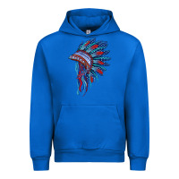 Cobalt indian headdress with american flag Urban Hoodie - BarkalooDesign
