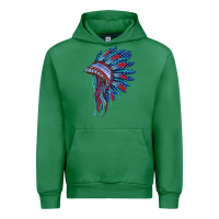 Emerald indian headdress with american flag Urban Hoodie - BarkalooDesign