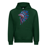 Forest Green indian headdress with american flag Urban Hoodie - BarkalooDesign