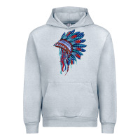 Heather Grey indian headdress with american flag Urban Hoodie - BarkalooDesign