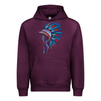 Mauve Wine indian headdress with american flag Urban Hoodie - BarkalooDesign