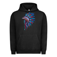 Pigment Black indian headdress with american flag Urban Hoodie - BarkalooDesign