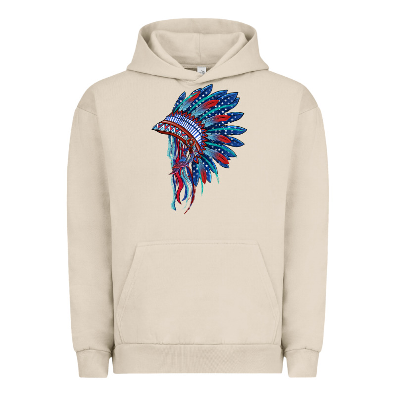 Indian Headdress With American Flag Urban Hoodie by BarkalooDesign | Teevron