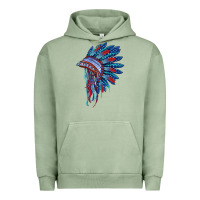 Pigment Oil Green indian headdress with american flag Urban Hoodie - BarkalooDesign
