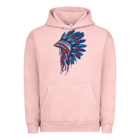Pigment Salmon indian headdress with american flag Urban Hoodie - BarkalooDesign