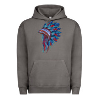 Pigment Tornado indian headdress with american flag Urban Hoodie - BarkalooDesign