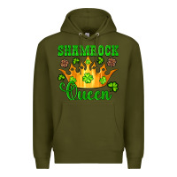 Army Green shamrock queen crown leopard glitter Premium Hoodie - Artiststas