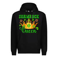 Black shamrock queen crown leopard glitter Premium Hoodie - Artiststas