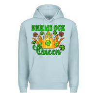 Blue Mist shamrock queen crown leopard glitter Premium Hoodie - Artiststas