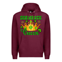 Burgundy shamrock queen crown leopard glitter Premium Hoodie - Artiststas